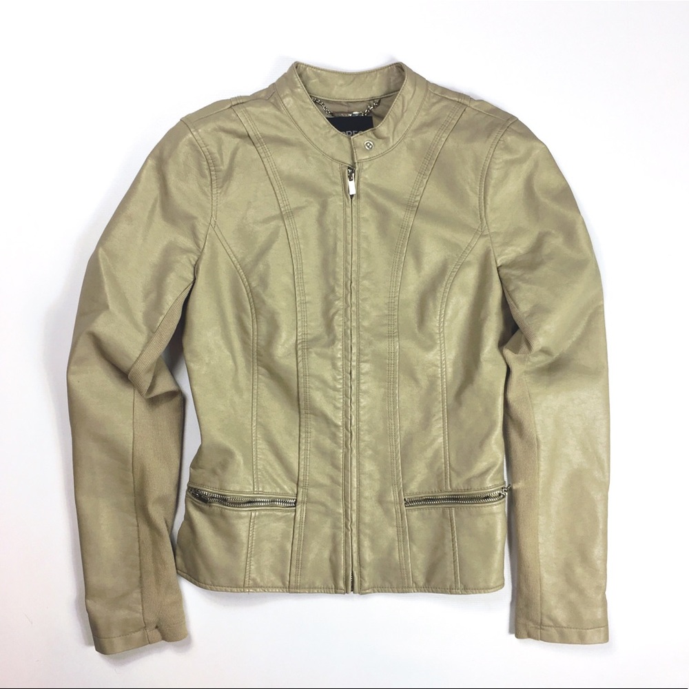 EXPRESS TAUPE FAUX LEATHER JACKET